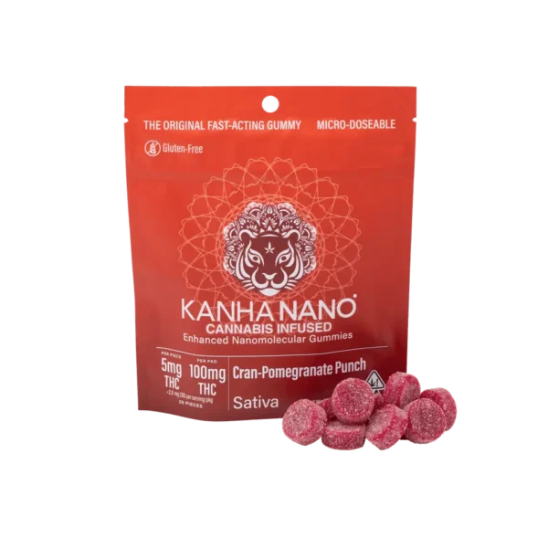 KANHA | Cran-Granatapfel-Punch Nano-Gummibärchen | Essbar – 100 mg